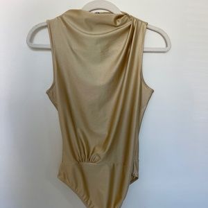 Gold Mock Neck Bodysuit